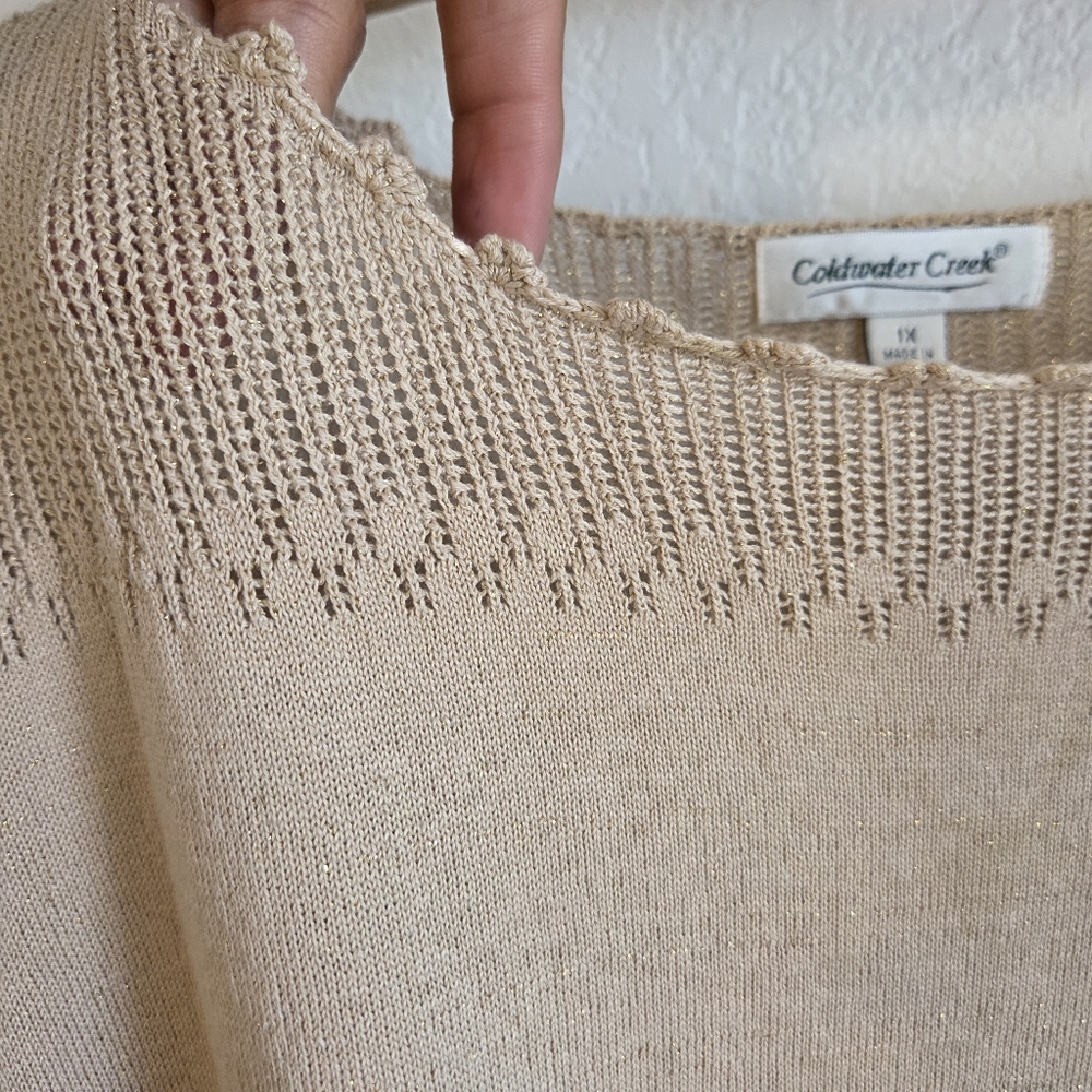 Coldwater Creek Dolman Short Sleeve Brown Metalic Knit Pullover PlusSize 1X - Picture 4 of 16